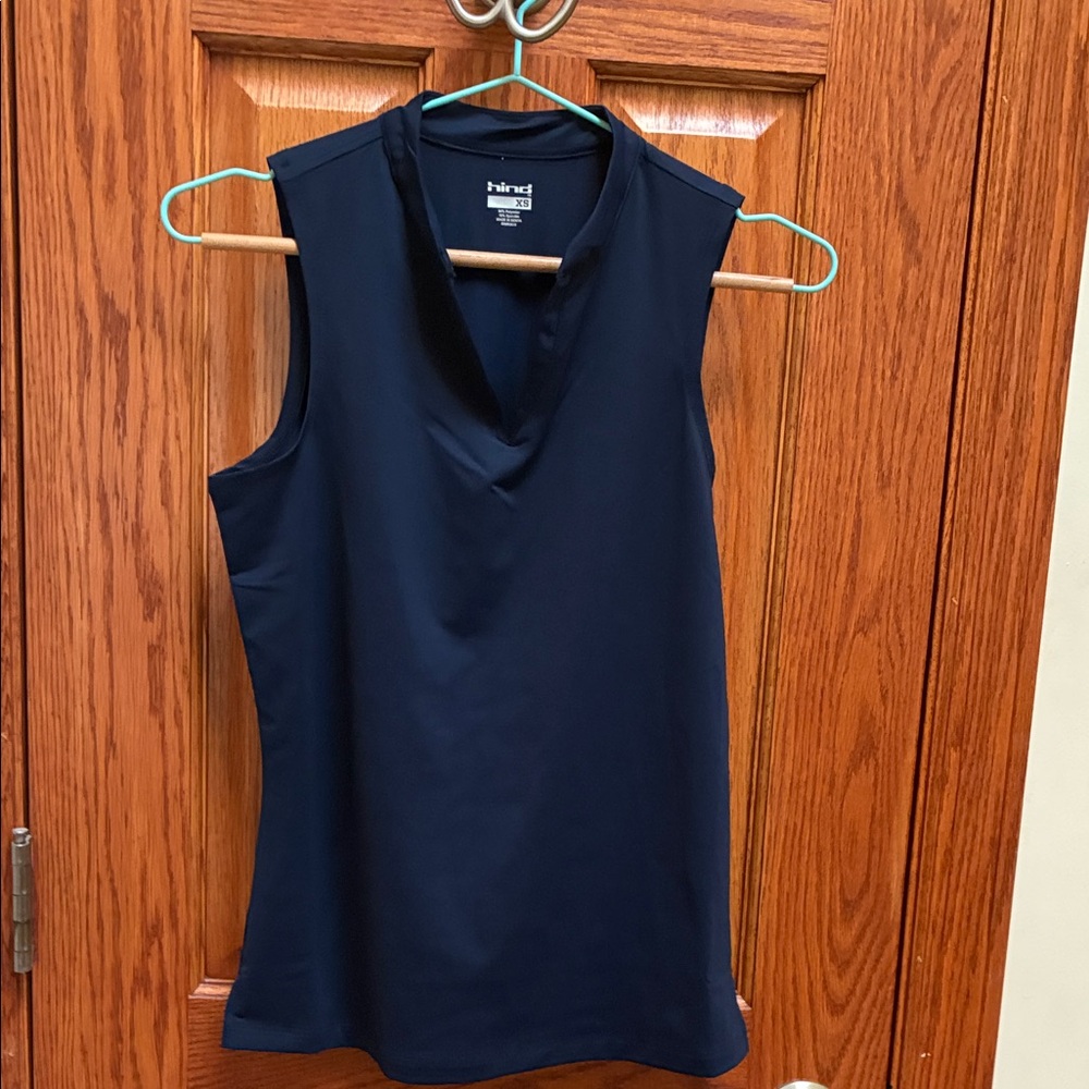 Hind Navy V-Neck Golf Tank Top, XS